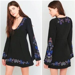 Free People black embroidered dress size 8